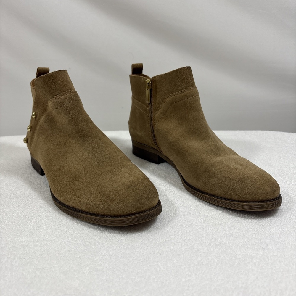 Franco‎ Sarto Kelton Suede Leather Ankle Boots Size 9.5 Brown Block Heel
